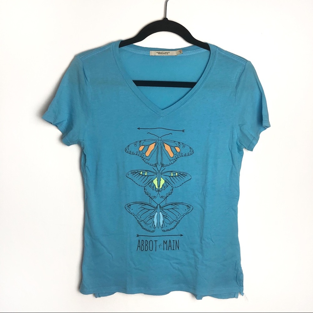 5/$25 Abbot Main Blue Butterfly Graphic T-Shirt